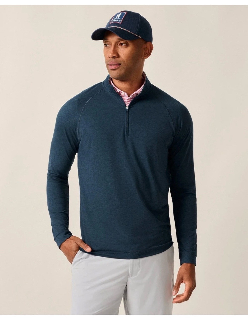 NWT $118 johnnie-O Freeborne Performance 1/4 Zip Pullover Mens In Wake Size M